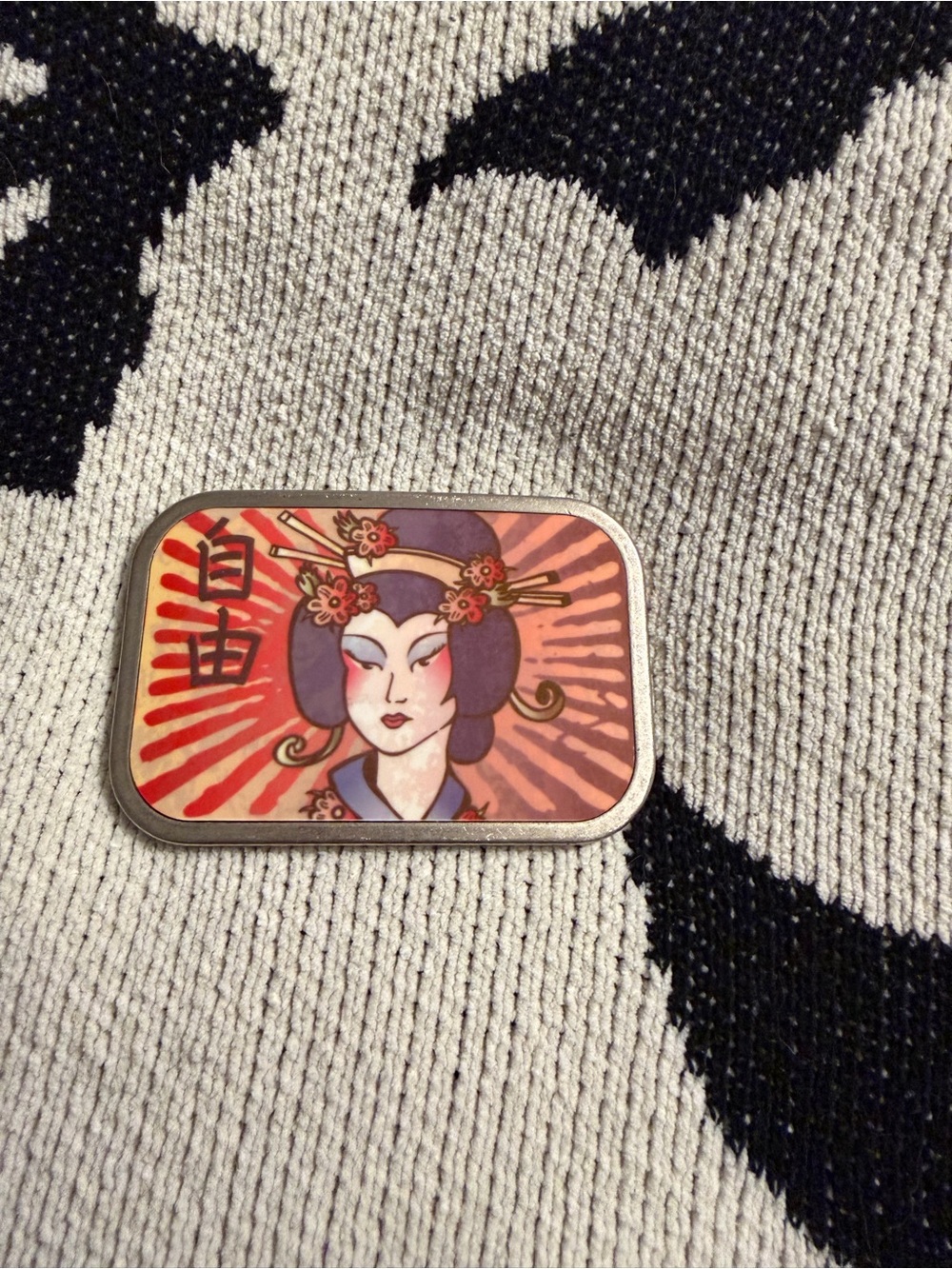 Buckle-Down Geisha Art Belt Buckle - Red, Purple, Pink